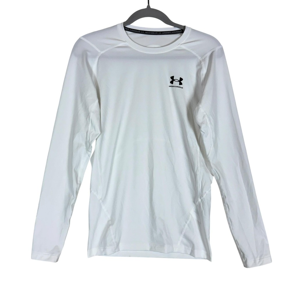 Under Armour Shirt Mens Large White Long Sleeve HeatGear Compression Tee